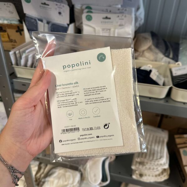 Popolini bourette zijde liners, natuurlijke inlegliners voor wasbare luiers