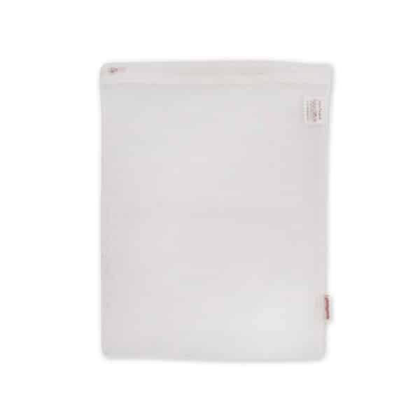 Imse Vimse waszak van 29 x 38 cm in wit met ritssluiting – ideaal voor het bewaren of vervoeren van wasbare luiers of natte kleding.