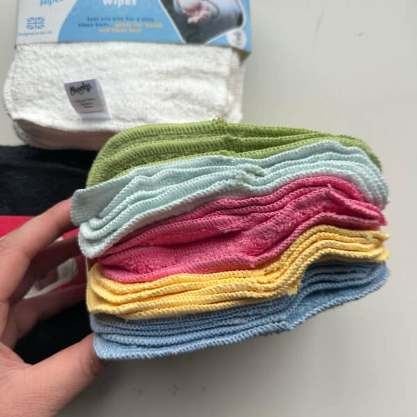 Zachte en absorberende wasbare babydoekjes van bamboe, formaat 15 bij 15 centimeter.