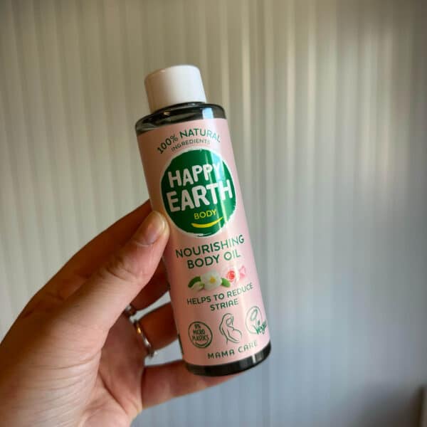 Happy Earth Mama Care voedende zwangerschapsolie van 150 ml voor de groeiende buik en het lichaam tijdens de zwangerschap.