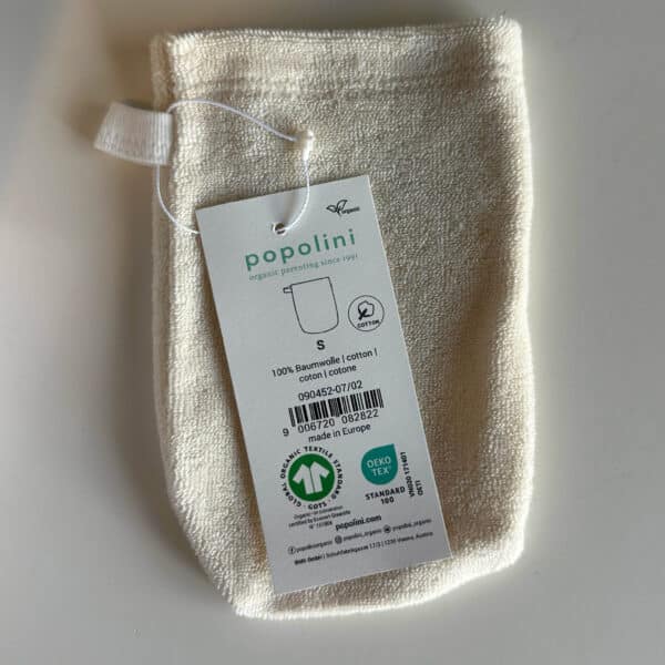 Popolini washandje van biologisch badstof in ecru