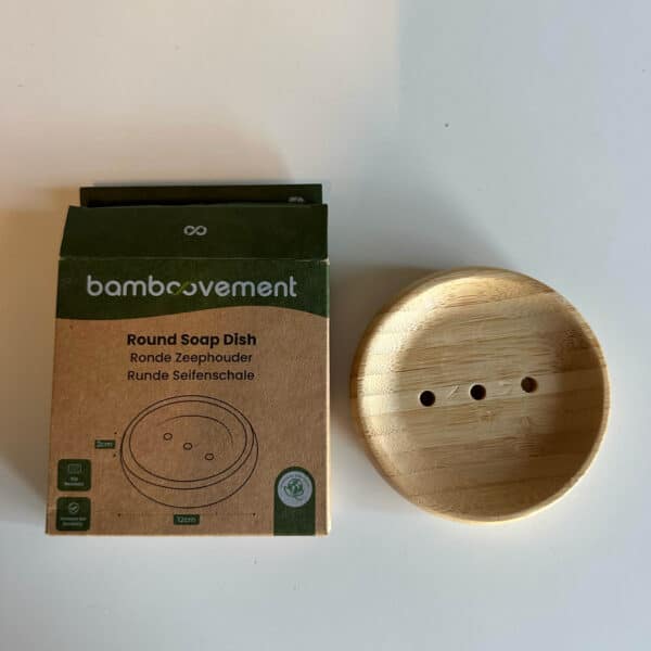 Ronde bamboe zeephouder van Bamboovement voor blokzeep