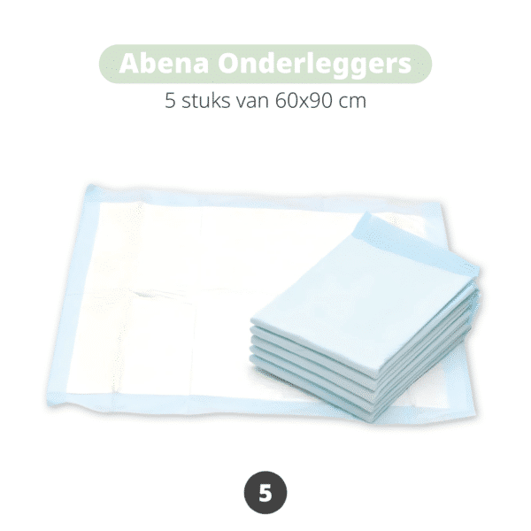 Abena onderleggers met natuurlijke vulling, absorberend en gemaakt van duurzame materialen, ideaal voor gebruik tijdens de kraamtijd. Dit product zit in het Natuurlijk & Duurzaam Kraampakket – Basis.