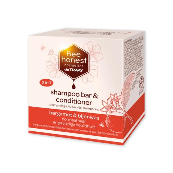 Bee Honest Shampoo en Conditioner Bar met bergamot en bijenwas – vaste, natuurlijke haarverzorging zonder plastic.