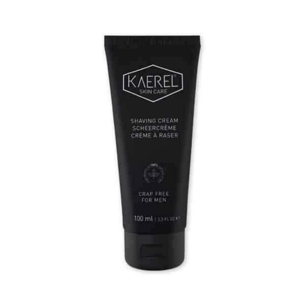 Kaerel Scheercrème – natuurlijke scheercrème voor mannen in blauwe tube, zacht voor de huid en vrij van synthetische toevoegingen.