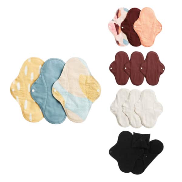 Wasbaar maandverband van Imse Vimse in diverse kleuren – duurzaam en herbruikbaar menstruatieproduct van biologisch katoen bij Pure Start
