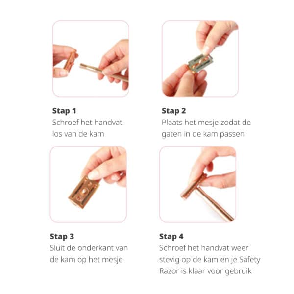 Oceonics Safety Razor in rosé – stijlvol en duurzaam scheermes, plasticvrij en geschikt voor een gladde, milde scheerbeurt.