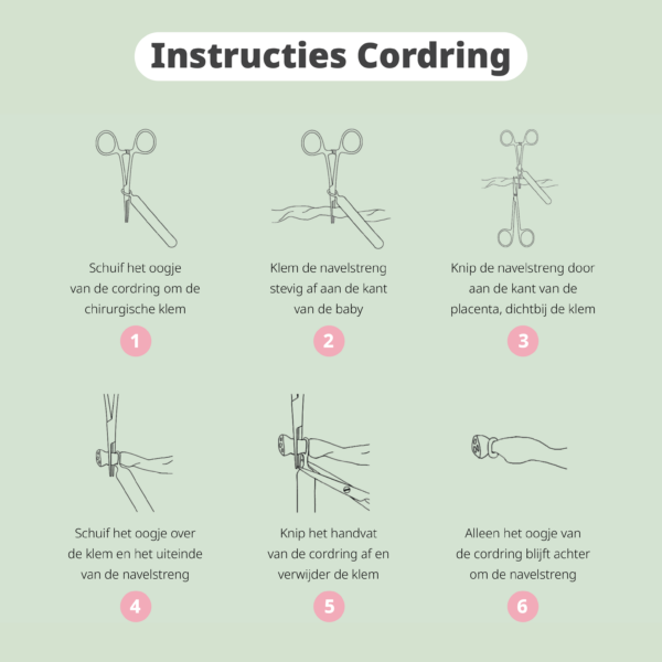 Cordring navelstrengring, latex, voor een veilige en hygiënische afkapping van de navelstreng. Dit product is onderdeel van het Natuurlijk & Duurzaam Kraampakket – Basis.