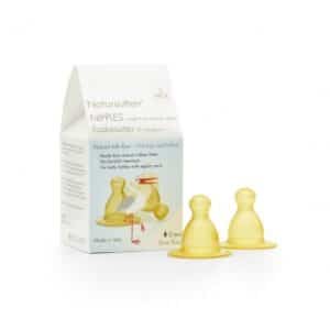 Flesspenen Natuurrubber - 2 stuks - Natursutten - Slow flow (0+ maanden)