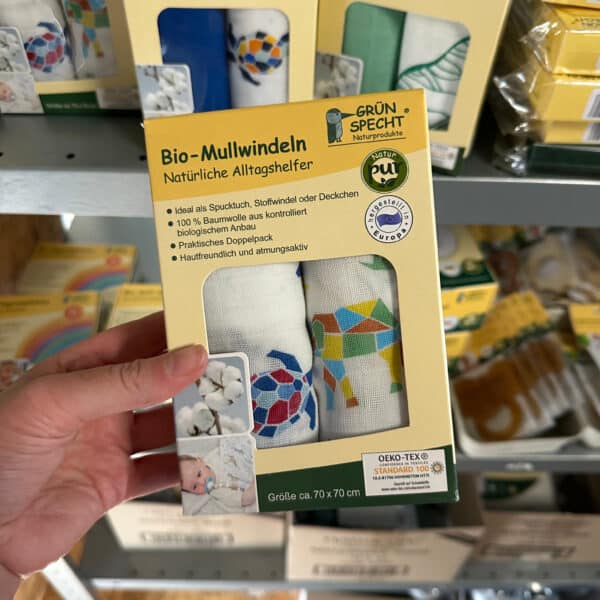 Grünspecht biologische hydrofiele luiers Leaves – extra zachte doeken van biologisch katoen met bladerenprint, multifunctioneel in gebruik.