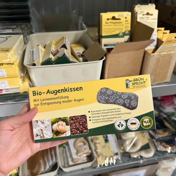 Grünspecht ontspannend oogkussen – zacht kussen met natuurlijke vulling, ideaal voor rust en ontspanning.