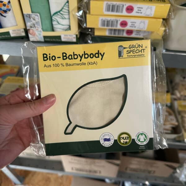 Grünspecht bio babybody – zachte romper van 100% biologisch katoen, ideaal voor de gevoelige babyhuid.