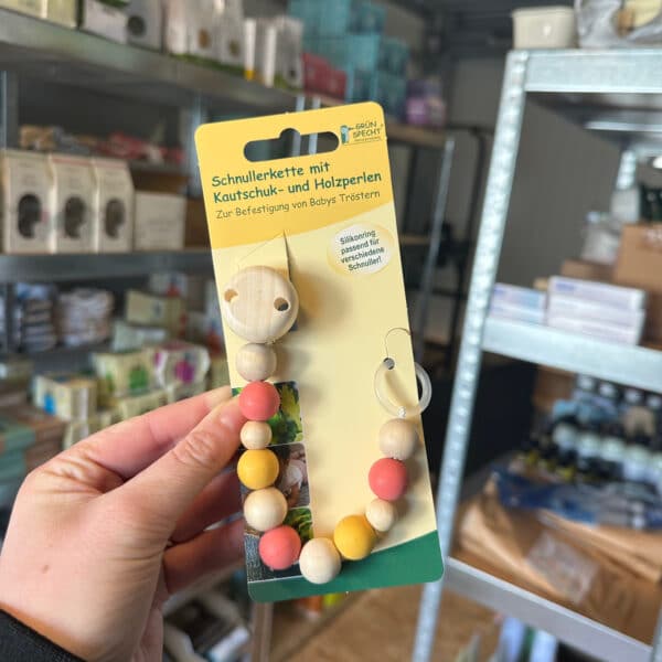 Speenkoord met houten en siliconen kralen van Grünspecht duurzaam en veilig fopspeenkoord voor babys