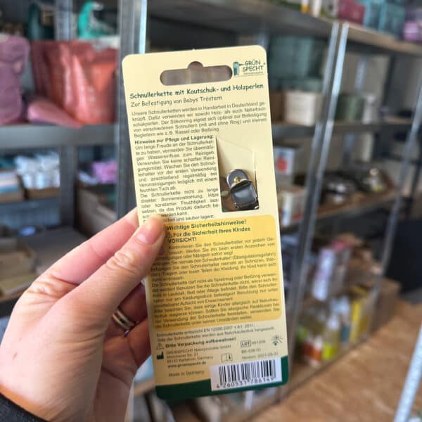 Speenkoord met houten en siliconen kralen van Grünspecht duurzaam en veilig fopspeenkoord voor babys