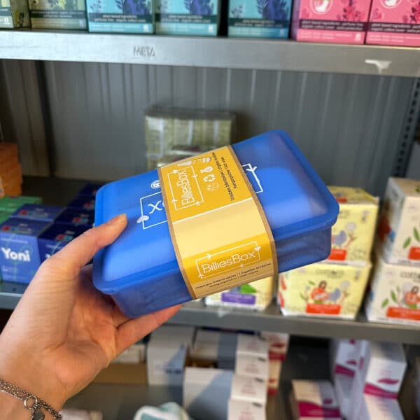 BilliesBox wasbare billendoekjes box blauw kamille duurzame set herbruikbare babydoekjes milieuvriendelijk alternatief voor wegwerp verkrijgbaar bij Pure Start