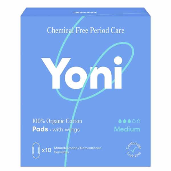 Yoni natuurlijk maandverband medium 10 stuks in doosje.