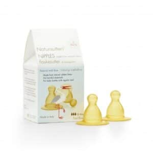 Flesspenen Natuurrubber - 2 stuks - Natursutten - Fast flow (6+ maanden en/of papvoeding)