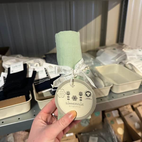 Hydrofiele doek van biologisch katoen in cameo groen van Summerville Organic – zachte en ademende doek voor babyverzorging