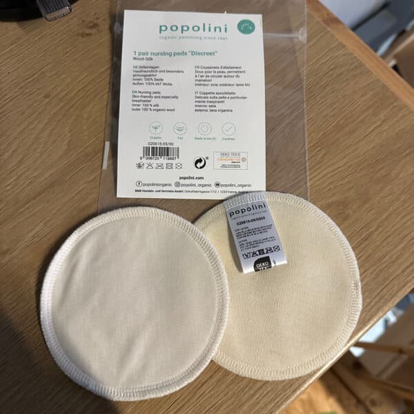 Popolini zoogkompressen van zijde en wol, 2 stuks, zacht en natuurlijk voor gevoelige borsten