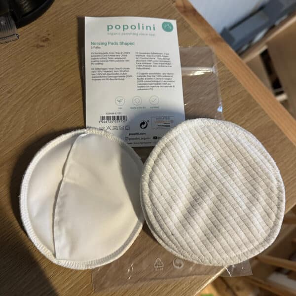 Popolini wasbare gevormde zoogkompressen stay dry van biologisch katoen, 6 stuks