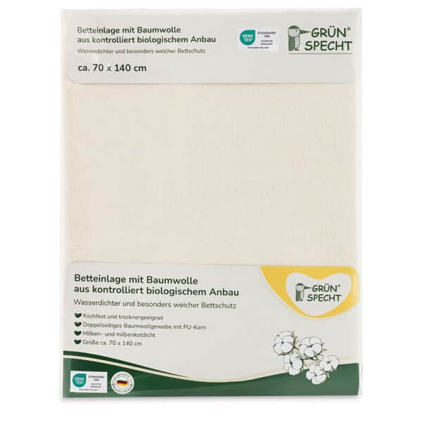 WAsbare matrasbeschermer van biologisch katoen, 70 x 140 cm, van Grunspecht.