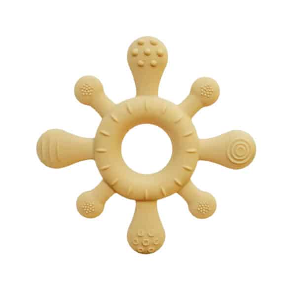 Siliconen bijtring Coral geel van Summerville Organic voor baby tandjes