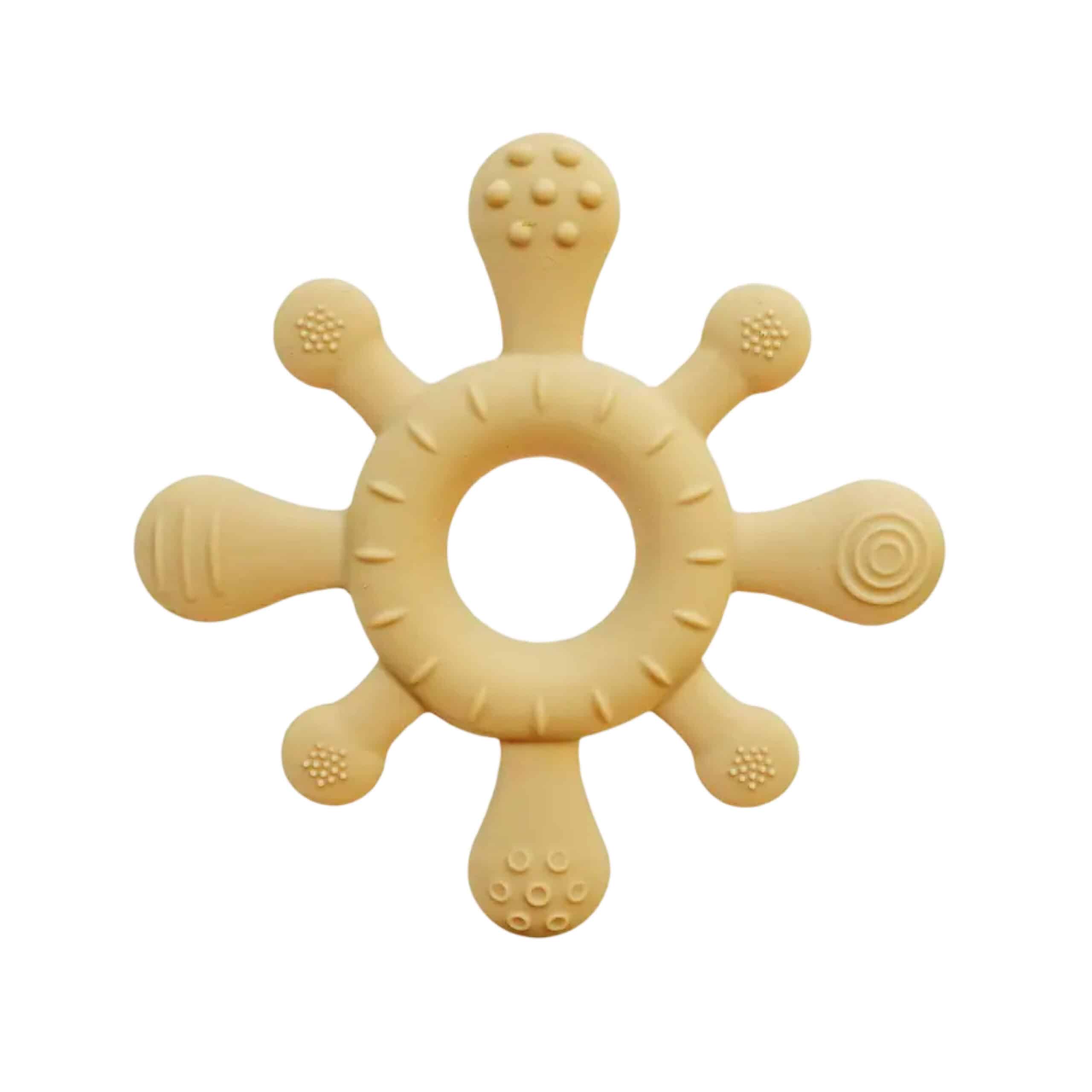 Siliconen bijtring Coral geel van Summerville Organic voor baby tandjes