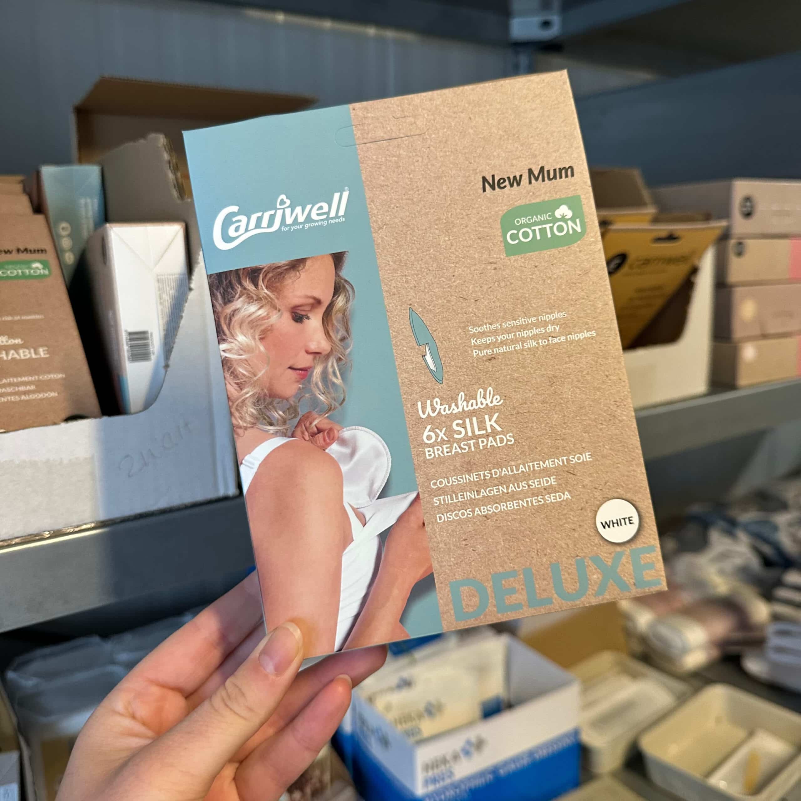 Carriwell wasbare zoogkompressen zijde 6 stuks – luxe, zachte en herbruikbare borstkompressen voor borstvoeding, verkrijgbaar bij Pure Start