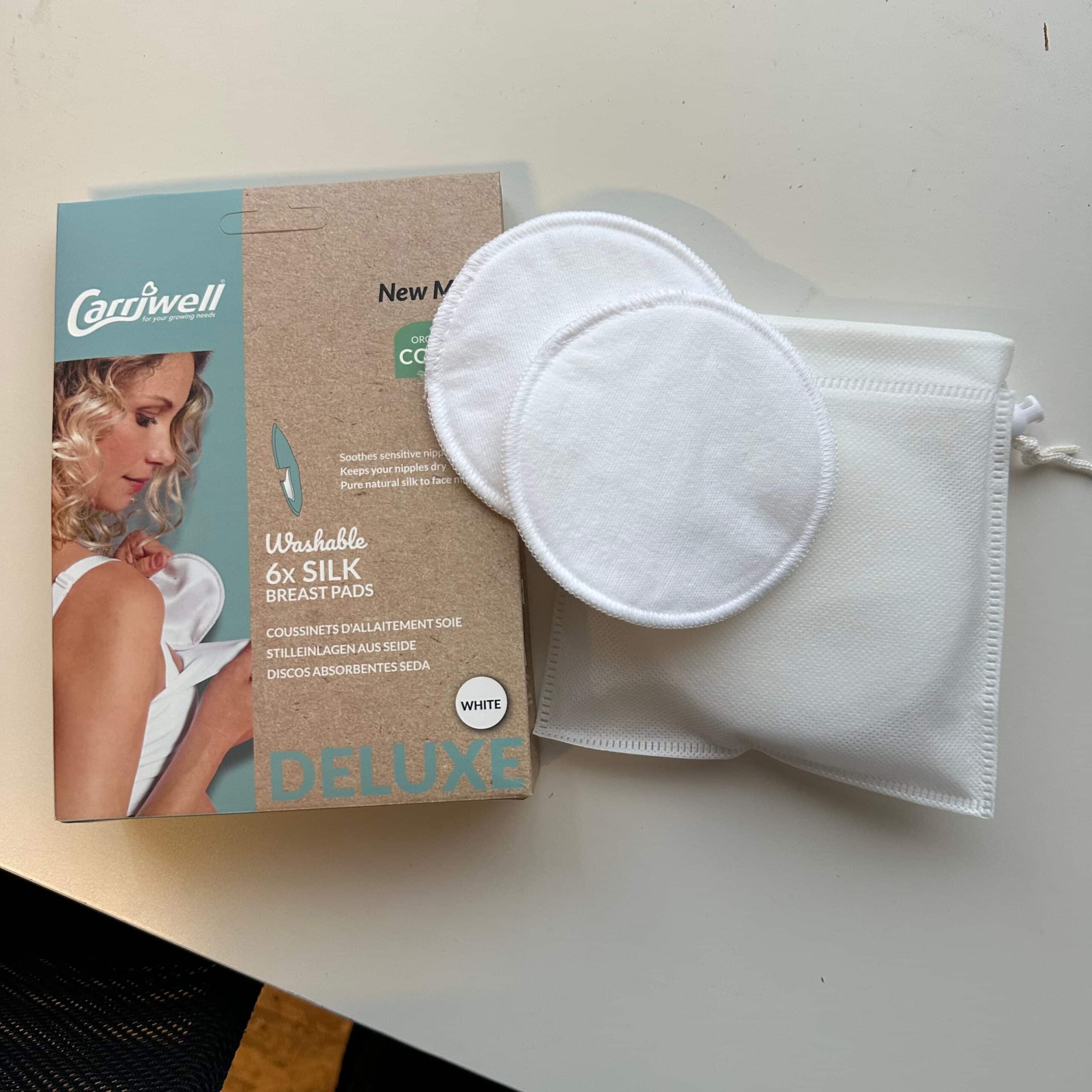 Carriwell wasbare zoogkompressen zijde 6 stuks – luxe, zachte en herbruikbare borstkompressen voor borstvoeding, verkrijgbaar bij Pure Start