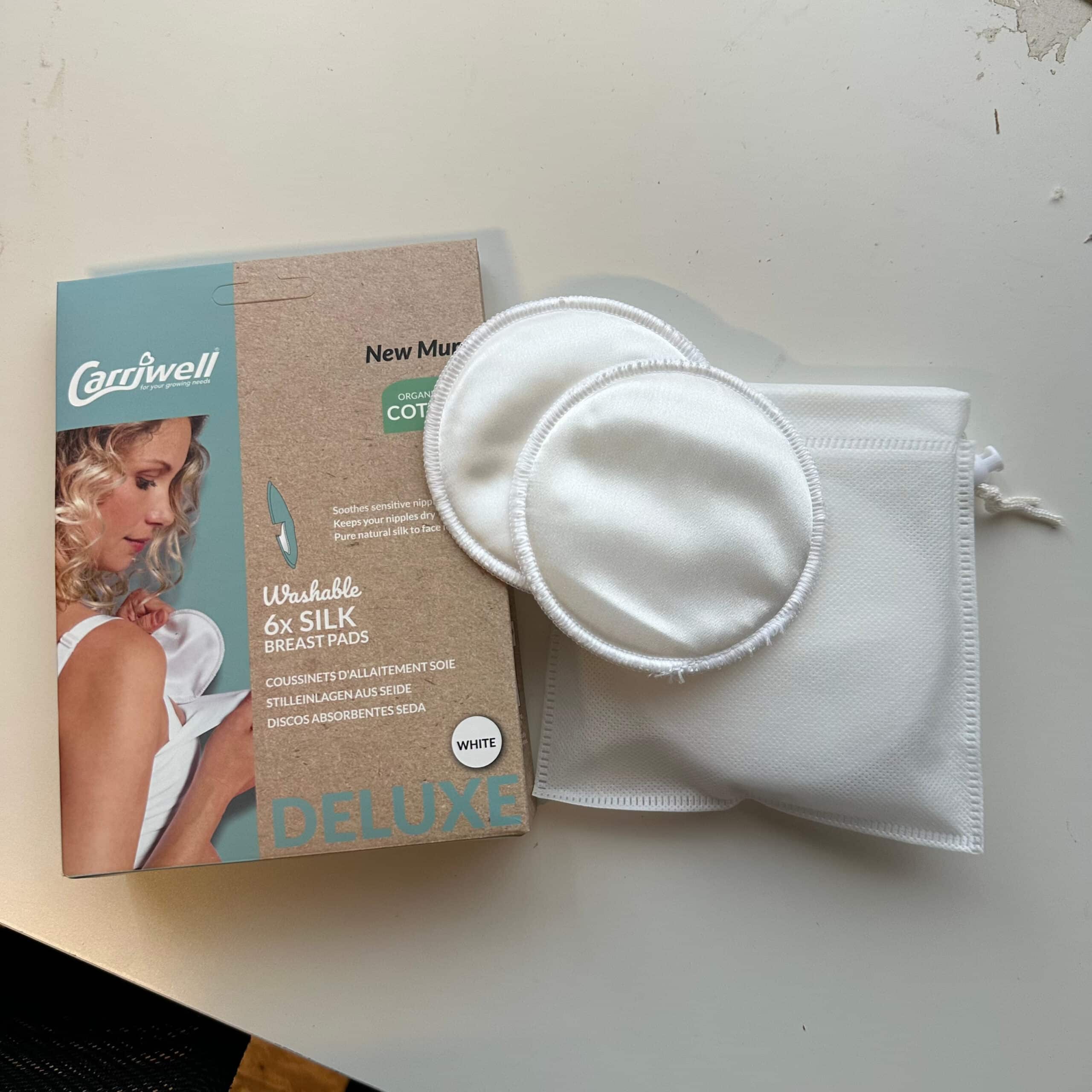 Carriwell wasbare zoogkompressen zijde 6 stuks – luxe, zachte en herbruikbare borstkompressen voor borstvoeding, verkrijgbaar bij Pure Start