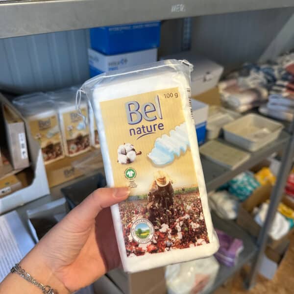 Bel Nature biologische baby zigzagwatten – zachte en milieuvriendelijke wattenschijfjes van biologisch katoen, verkrijgbaar bij Pure Start