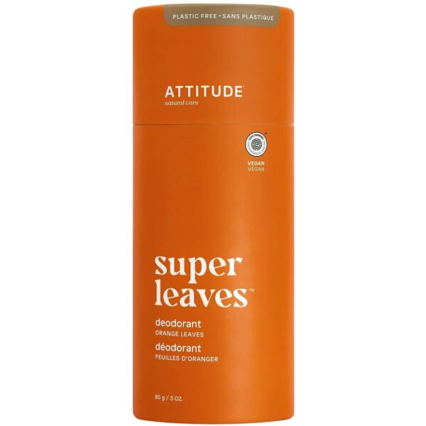 Oranje papieren koker met Attitude deodorant super leaves Orange