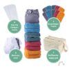 Popolini wasbare set luiers in diverse kleuren, maxisnap set.