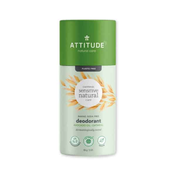 Attitude Super Leaves Deodorant – Sensitive met avocado-olie, natuurlijke deodorantstick in kartonnen verpakking, extra mild voor de gevoelige huid.