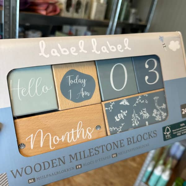 Blue Label Label houten mijlpaal blokken voor baby foto’s en momenten
