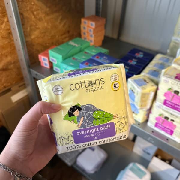 Cottons biologisch maandverband nacht met vleugels, 100% biologisch katoen en plasticvrij bij Pure Start