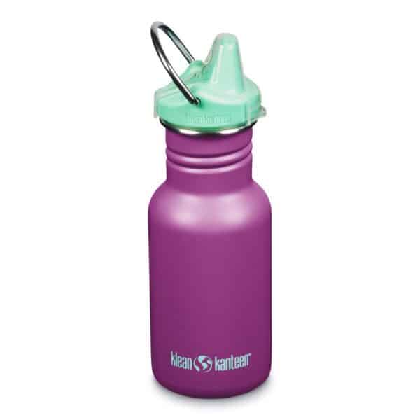 Klean Kanteen Sippy fles in Sparkling Grape kleur, een plasticvrije babyfles met handige drinktuit.