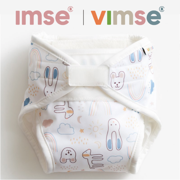 Imse & Vimse – All-in-One Wasbare luier White Teddy