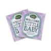 Verpakking van Natural Temptation Welcome Little Baby thee, een biologische kruidenmelange speciaal ontworpen als kraamcadeau, met een schattig en vrolijk design.