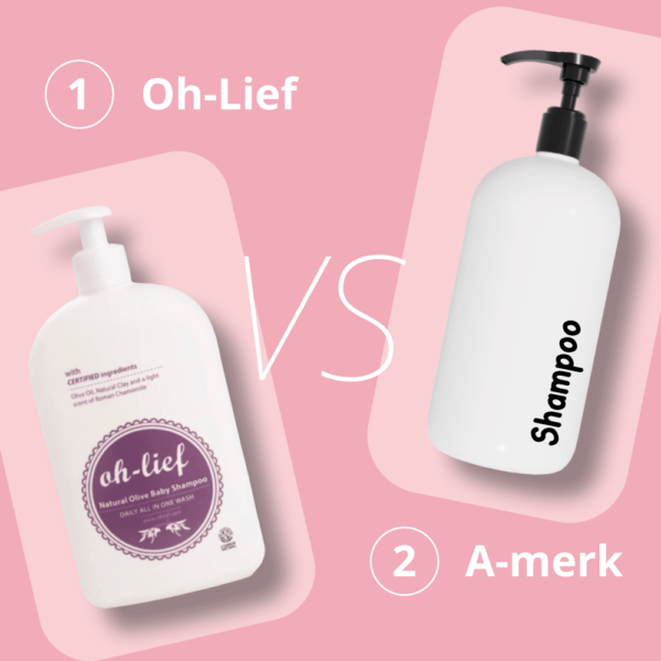 Vergelijking Oh-lief babyshampoo met Zwitsal babyshampoo.