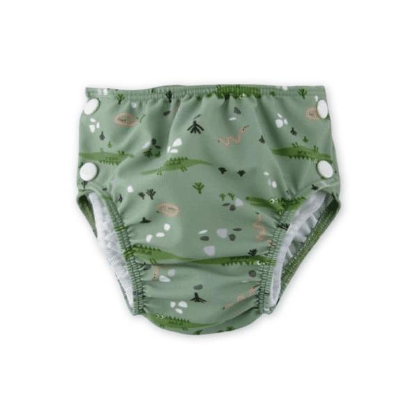 opolini wasbare zwemluier 'Krokodil' – duurzame en herbruikbare zwemluier met speelse krokodillenprint, ideaal voor comfortabel en milieuvriendelijk waterplezier.