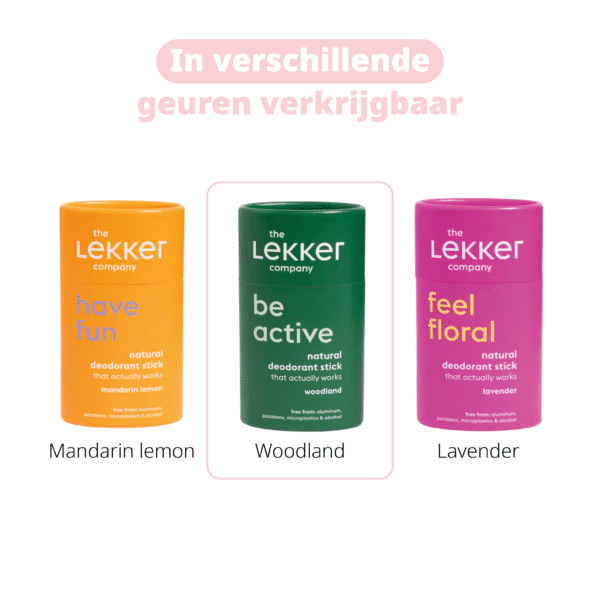 Woodland Be active deodorant van Lekker Company, groen, donkergroen, Woodland