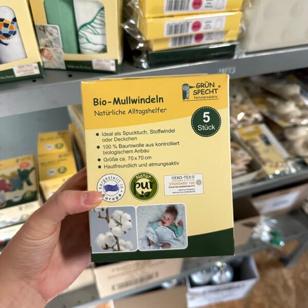 Grünspecht hydrofiele luiers wit – extra zachte doeken van 100% biologisch katoen, multifunctioneel voor babyverzorging.