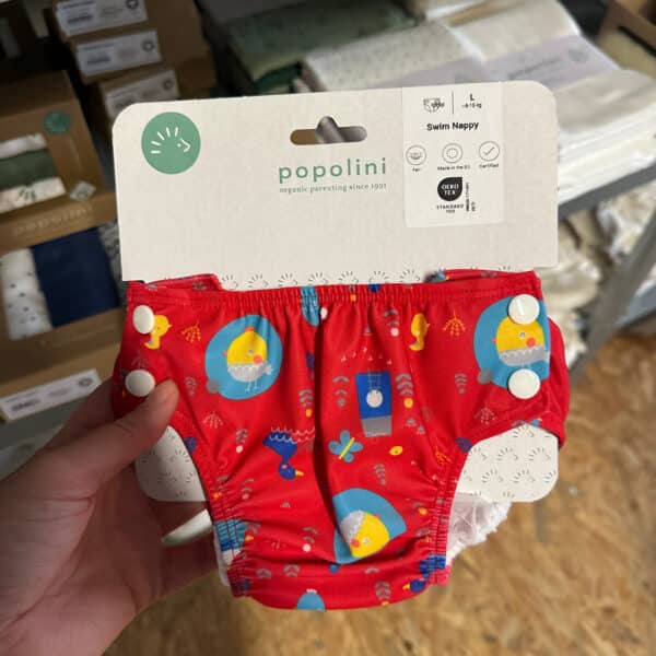Popolini wasbare zwemluier rood – herbruikbare en comfortabele zwemluier in een vrolijke rode kleur, perfect voor zwembad en strand