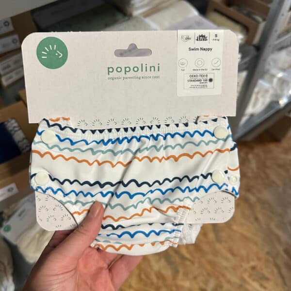 Popolini wasbare zwemluier Waves – duurzame en herbruikbare zwemluier met golvenprint, ideaal voor gebruik in zwembad en zee