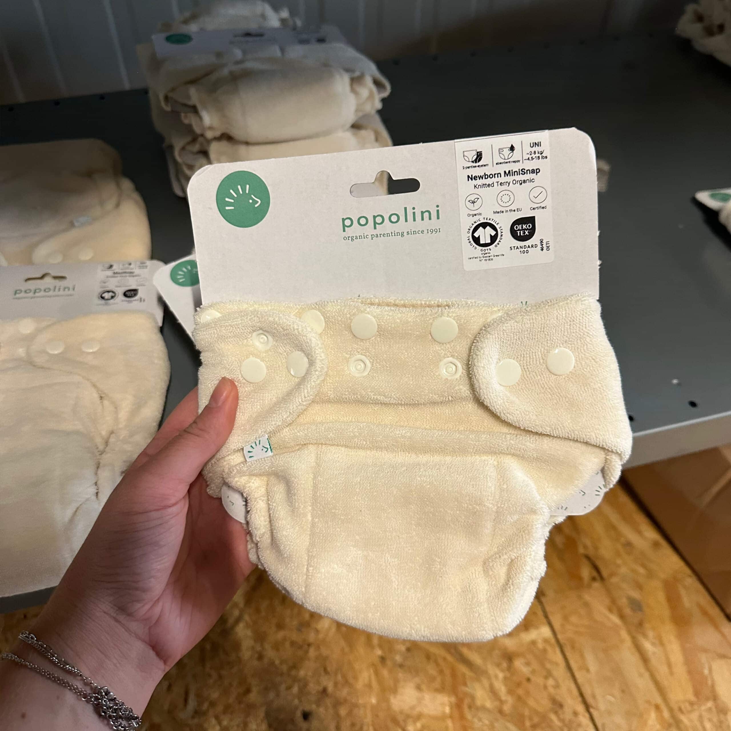 Popolini wasbare luier organic Minisnap – zachte en verstelbare luier van biologisch katoen, ideaal voor pasgeborenen
