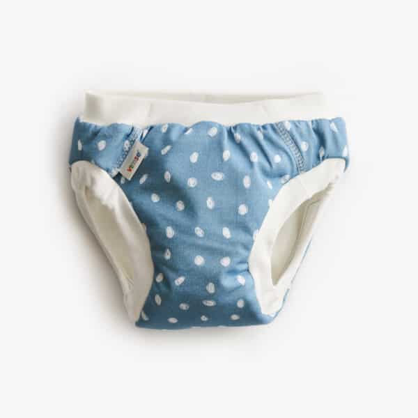 Wasbare oefenluier blauw witte stip.