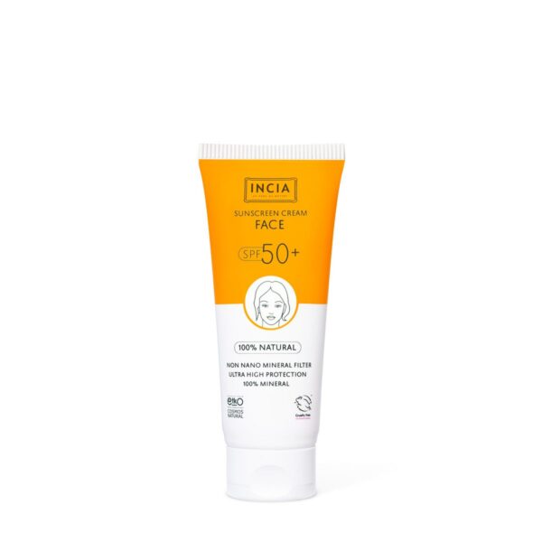 Natuurlijke zonnebrandcrème van INCIA voor het gezicht. Tube 50 ml.