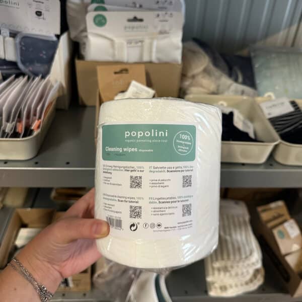 Popolini Cleaning Wipes – zachte en huidvriendelijke wegwerpdoekjes, ideaal voor snelle en hygiënische babyverzorging.