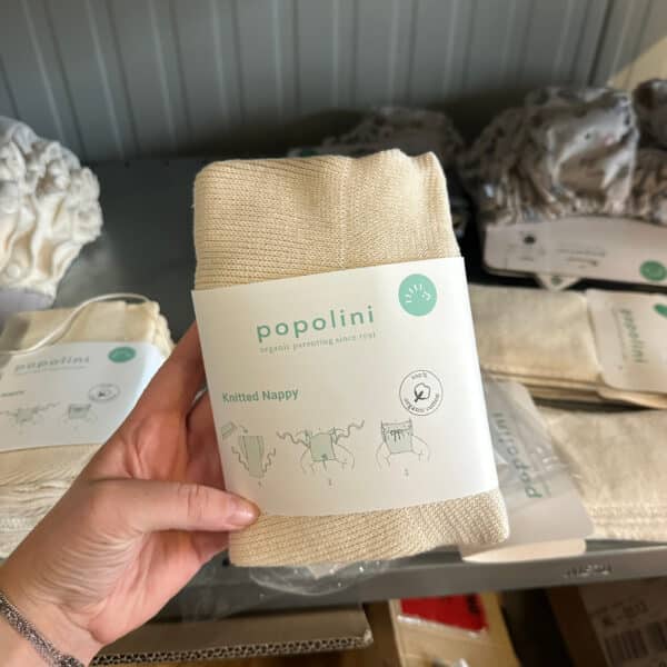 Popolini gebreide strikluier biologisch katoen – zachte en ademende wasbare luier met striksluiting van 100% biologisch katoen